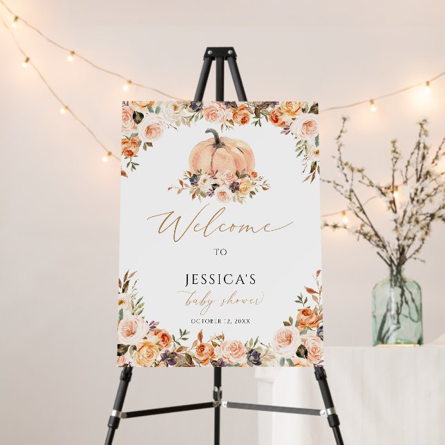 Fall baby shower welcome sign, little pumpkin sign (In Situ (Stand))