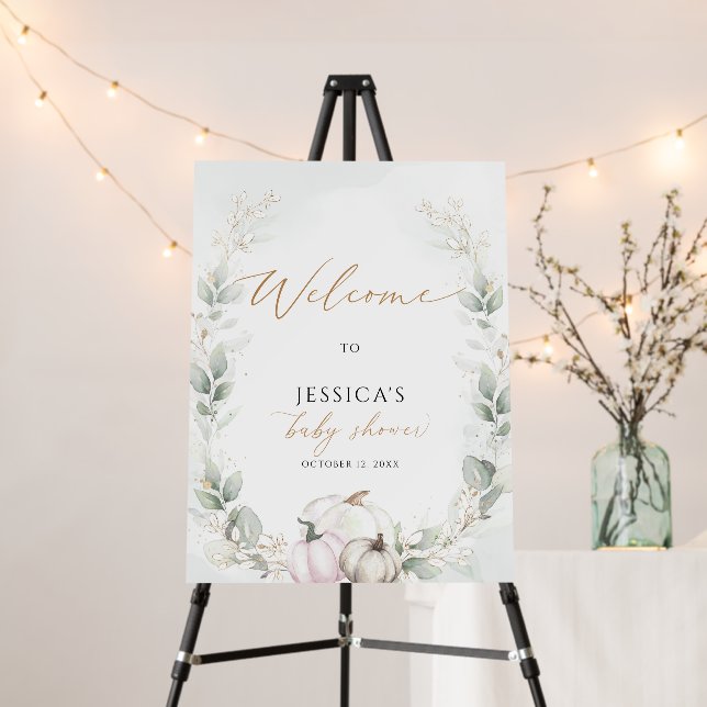 Fall baby shower welcome sign, little pumpkin sign (In Situ (Stand))