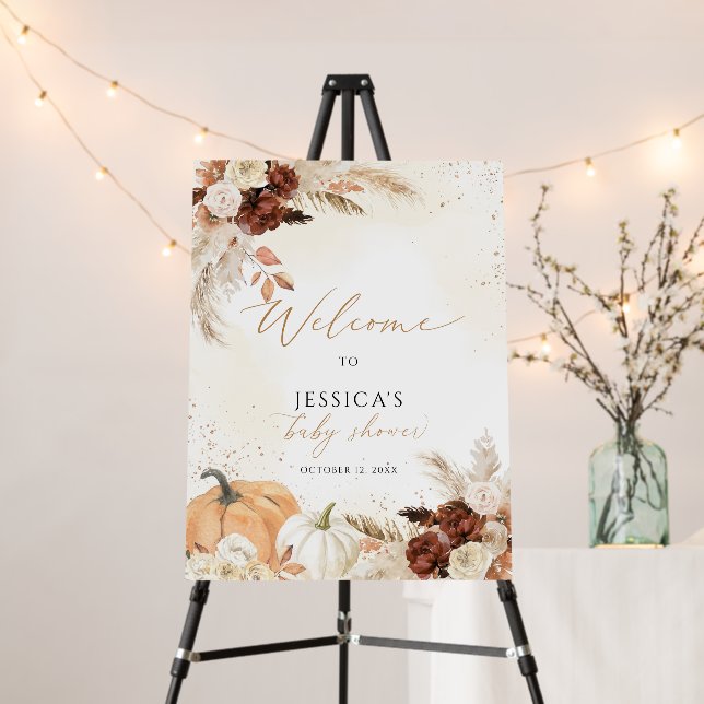 Fall baby shower welcome sign, little pumpkin sign (In Situ (Stand))