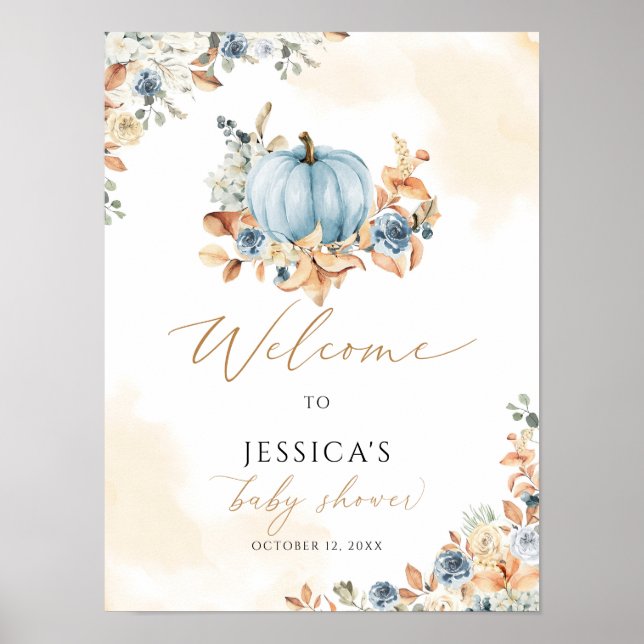 Fall baby shower welcome sign, little pumpkin sign (Front)