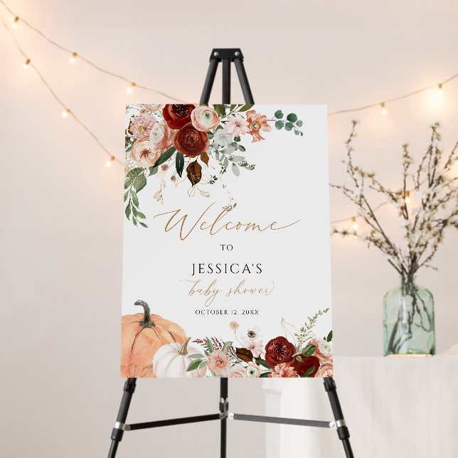 Fall baby shower welcome sign, little pumpkin sign (In Situ (Stand))