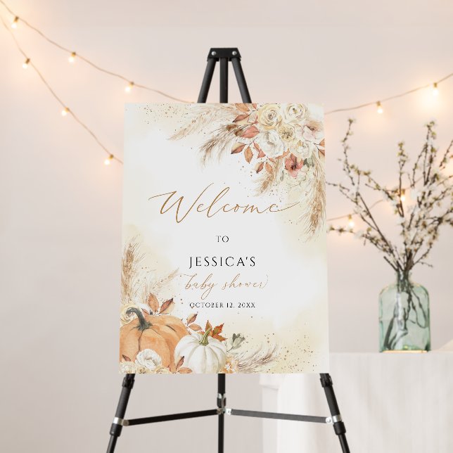 Fall baby shower welcome sign, little pumpkin sign (In Situ (Stand))