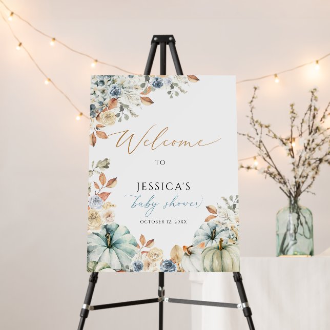 Fall baby shower welcome sign, little pumpkin sign (In Situ (Stand))