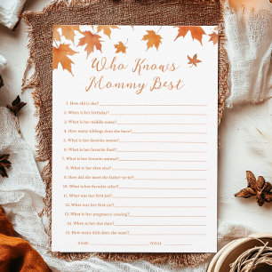 Fall Baby Shower Who Knows Mommy Best Game Card
