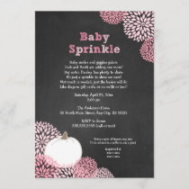 Fall Baby Sprinkle Invites, white pumpkin floral Invitation