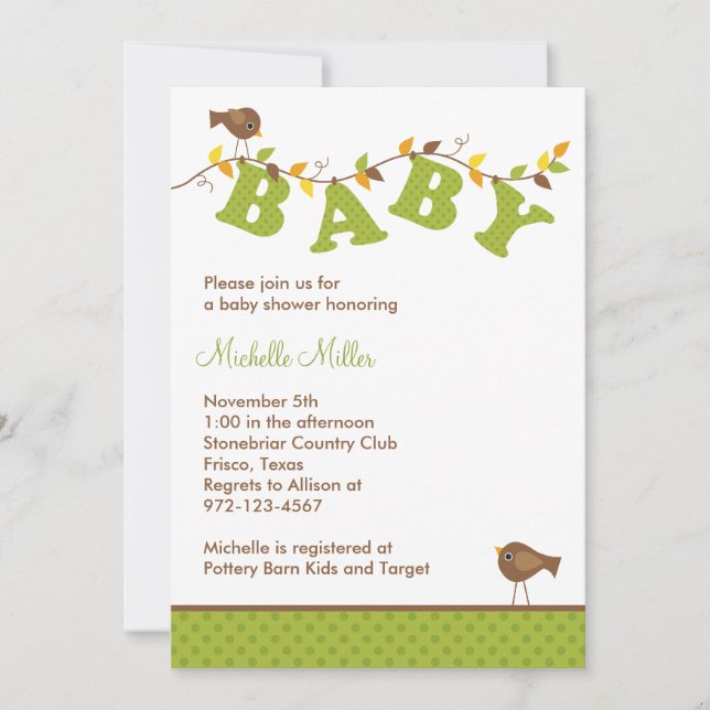 Fall Baby Vine Invitations (Front)