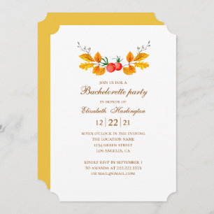 Fall bachelorette party. Watercolor autumn wedding Invitation