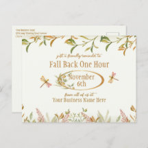 Fall Back Daylight Savings Time Reminder Postcard