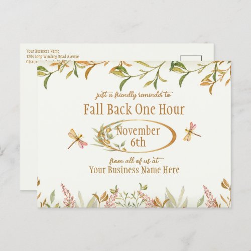 Fall Back Daylight Savings Time Reminder Postcard