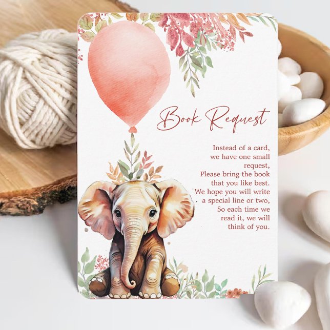 Fall Balloon Elephant Baby Shower Book Request Enclosure Card (Fall Balloon Elephant Baby Shower Book Request Enclosure Card)