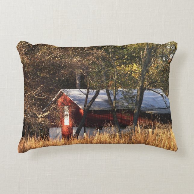 Fall Barn in Central Maryland Accent Pillow (Front)