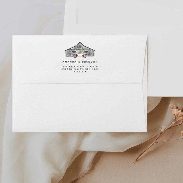 Fall Barn Pumpkins Wedding Invitation Envelope (Creator Uploaded)