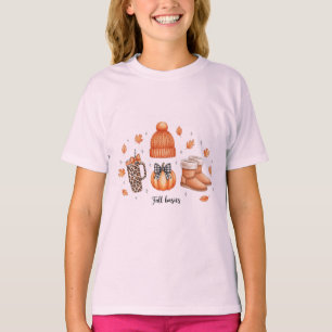 Fall Basics Cozy Autumn Aesthetic Pumpkin Leopard  T-Shirt