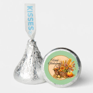 Fall Basket, Flowers, Pumpkins, Maize Thanksgiving Hershey®'s Kisses®