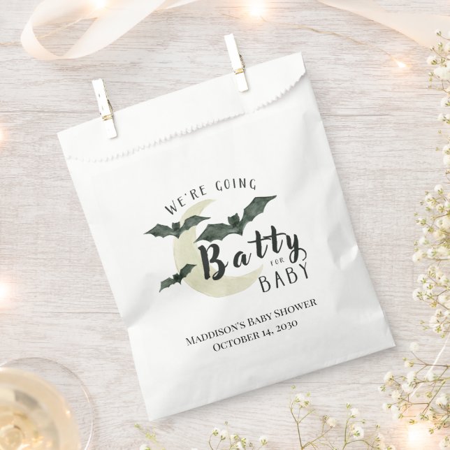 Fall Batty for Baby Bat Halloween Baby Shower Favor Bag (Clipped)