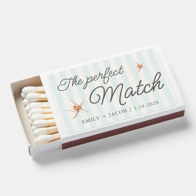 Fall Beach Wedding Favors  Matchboxes (Front Open)