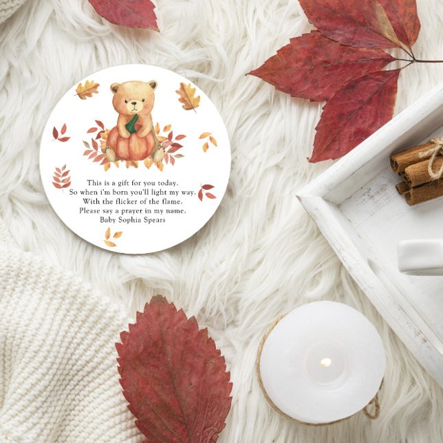 Fall Bear baby shower - Prayer candle label (Creator Uploaded)
