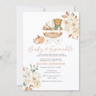 Fall Bear Baby Sprinkle Pumpkin Baby Shower Invitation