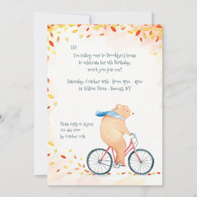 Fall Bear Invitation (Front)