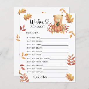 Fall bear - Party game wishes for baby
