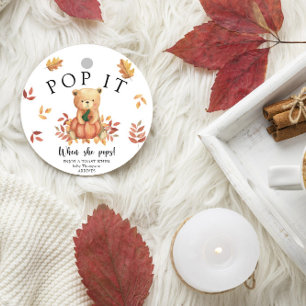 Fall Bear with pumpkin - Pop it! Favor Tags