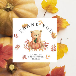 Fall Bear with pumpkin - thank you Card