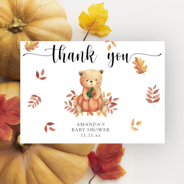 Fall Bear with pumpkin - thank you Card (Creator Uploaded)