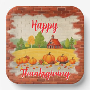 Fall Beautiful Trendy Happy Thanksgiving Paper Plates
