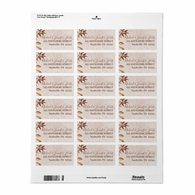 Fall Beauty Return Address Label (Full Sheet)