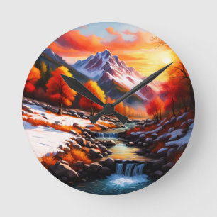 Fall becomes Winter Round Clock