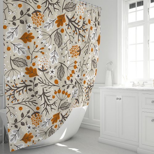 Fall Berries And Leaves Shower Curtain