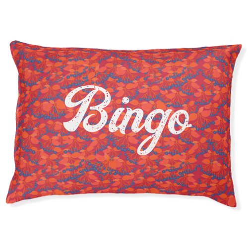 Fall berry bright red custom name pet bed
