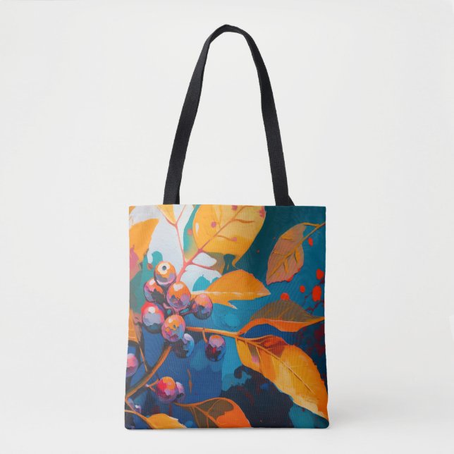 Fall berry & leaves painted. Woodland autumn Tote Bag (Front)