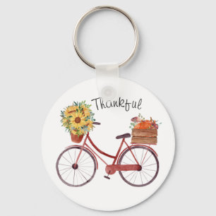 Fall. Bicycle with Pumpkins Keychain