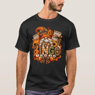 Fall Bingo Gnome – Cozy Pumpkin Spice Autumn Bingo T-Shirt