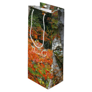 fall birch trees Thanksgiving Wine Gift Bag