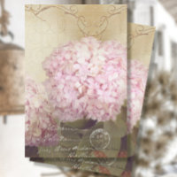 Fall Bird Floral Pink Hydrangea Ephemera Decoupage Tissue Paper
