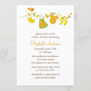 Fall Birds Autumn Themed Girl Baby Shower Invitation