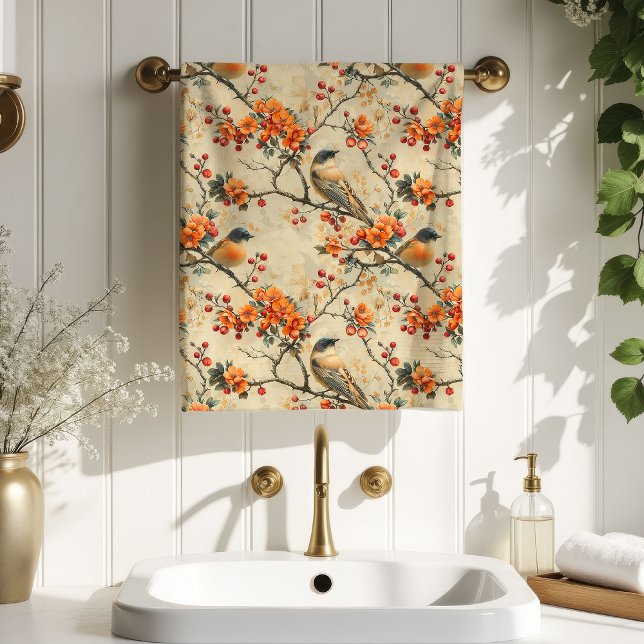 Fall Birds & Blooms Towel Gift for Their Bathroom (Fall Birds & Blooms Towel Gift for Their Bathroom)