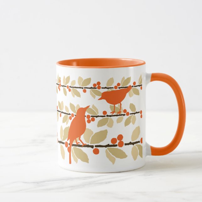 Fall Birds on Branches with Berries Mug (Right)