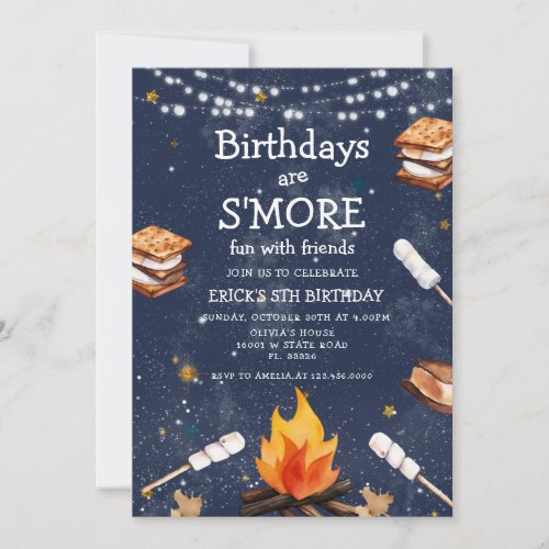  Fall Birthday are Smores Fun Campfire  Invitation