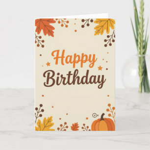 Fall Birthday Card, Fall Birthday, Autumn Card