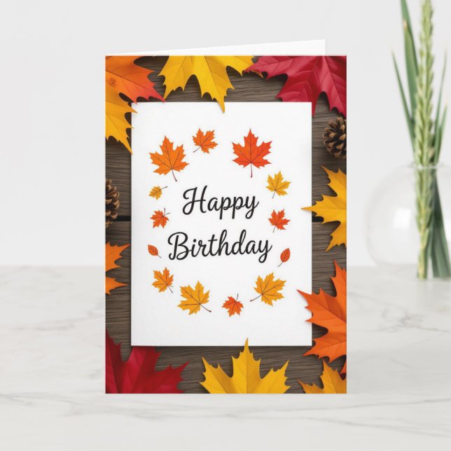 Fall Birthday Card, Fall Birthday, Autumn Card (Front)