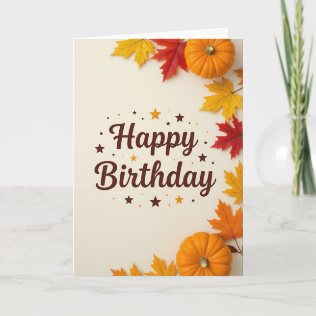 Fall Birthday Card, Fall Birthday, Autumn Card (Front)