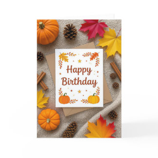 Fall Birthday Card, Fall Birthday, Autumn Card, Au Holiday Card