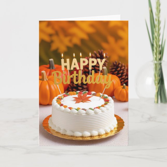 Fall Birthday Card, Fall Birthday, Autumn Card, Holiday Card (Front)