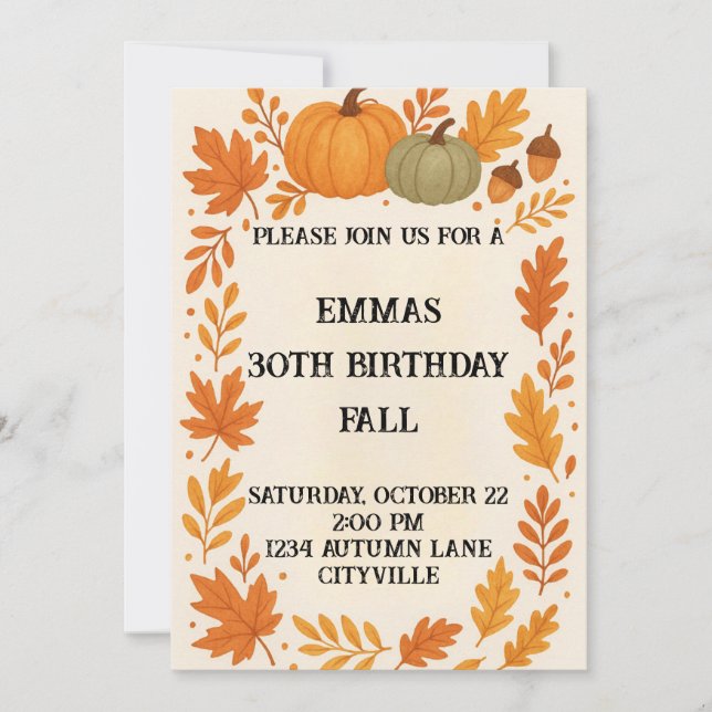 Fall Birthday Invitation (Front)