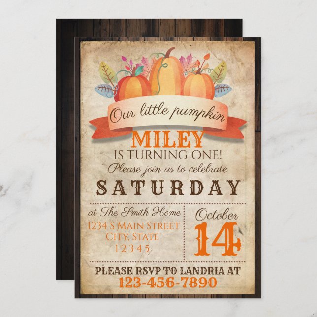 Fall Birthday Invitation (Front/Back)