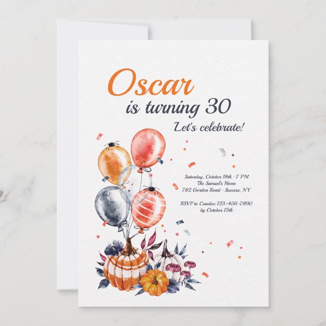 Fall Birthday Party Invitation (Front)