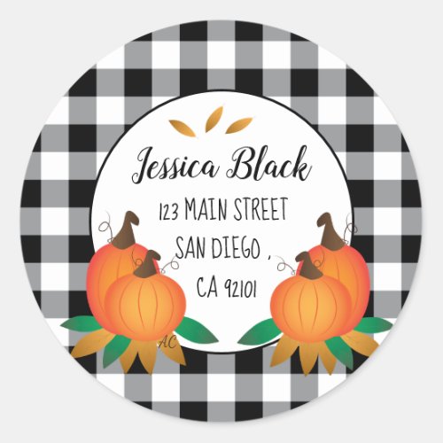 Fall Black Buffalo Check Return Address Stickers